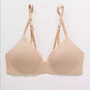 Aerie Real Happy Wireless Lightly Lined Bra Nude 32A